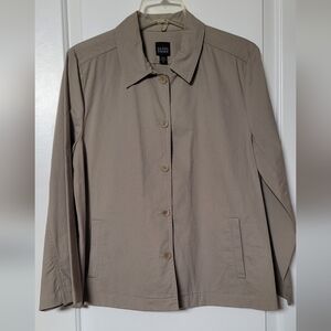 Eileen Fisher Khaki Shirt Jacket, Swing Style, Sz Medium